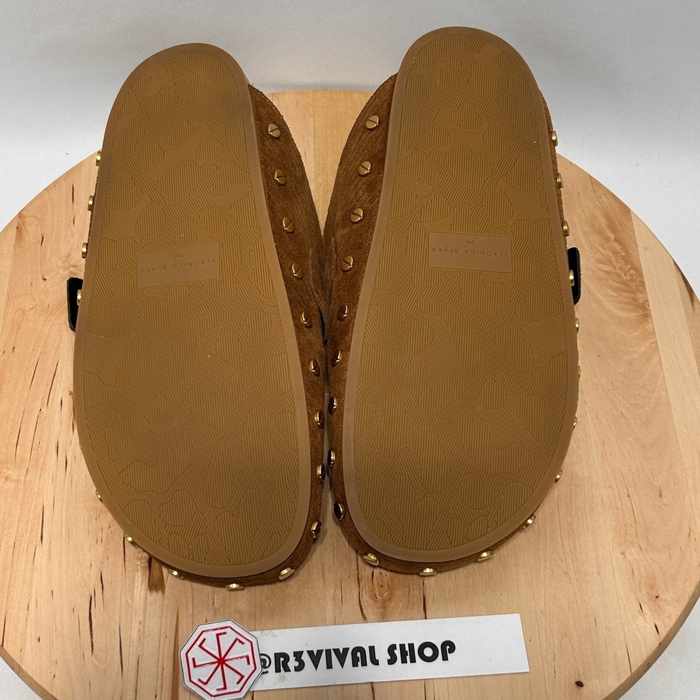 New Veronica Beard Fern Suede Studded Slip On Hazelwood Brown Clogs NWT - 9M - Picture 9 of 10